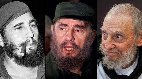 De izquierda a derecha: Fidel Castro en 1961, 2000, y 2016 (AP)