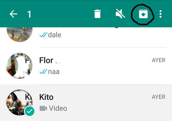 Cómo archivar las conversaciones en Android (captura de pantalla)