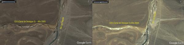 Las imágenes satelitales de Google Earth muestran a simple vista cómo se afectaron las vegas (TNRB)