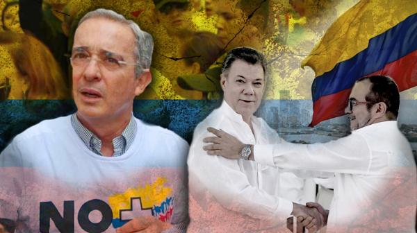Álvaro Uribe, Juan Manuel Santos y Timochenko