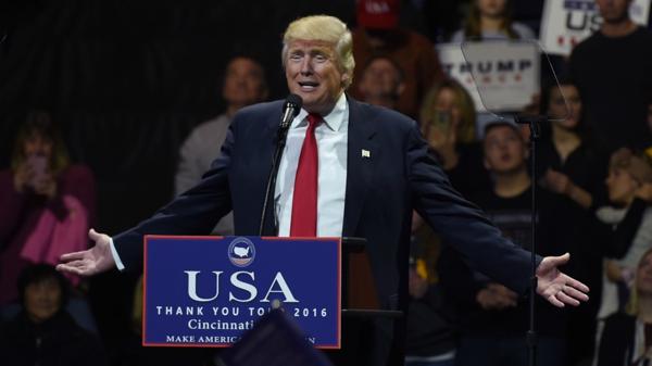 El presidente electo Donald Trump se presentó en Cincinnati, Ohio, por primera vez tras ganar las elecciones (AFP)