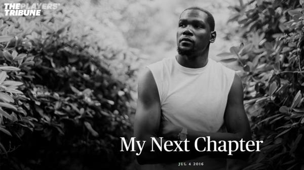 La portada de “The Players Tribune” en la que Kevin Durant anunció su decisión