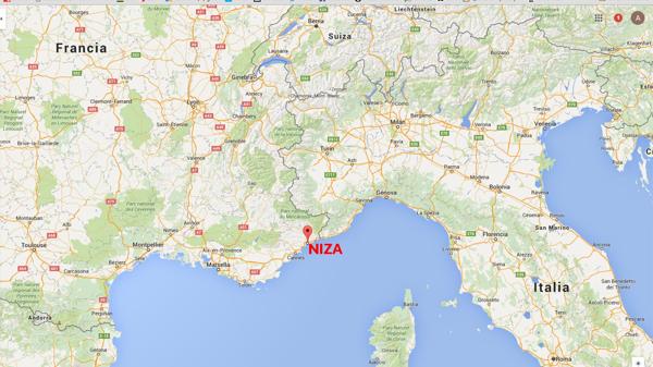 La ciudad de Niza está ubicada en la costa sureste de Francia