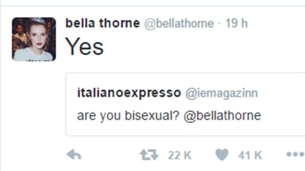 El tuit de Bella Thorne a un seguidor