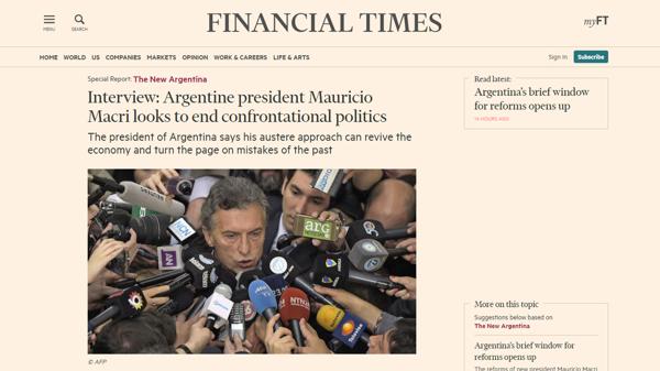 La entrevista que le realizó el diario Financial Times a Mauricio Macri