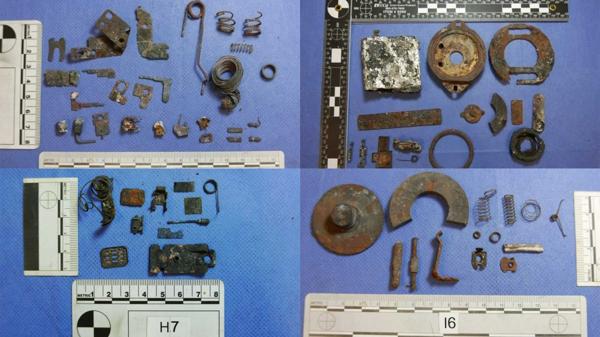 Componentes hallados en el basurero de la municipalidad de Cocula (Crédito: Dictamen sobre el basurero de Cocula / Equipo Argentino de Antropología Forense)