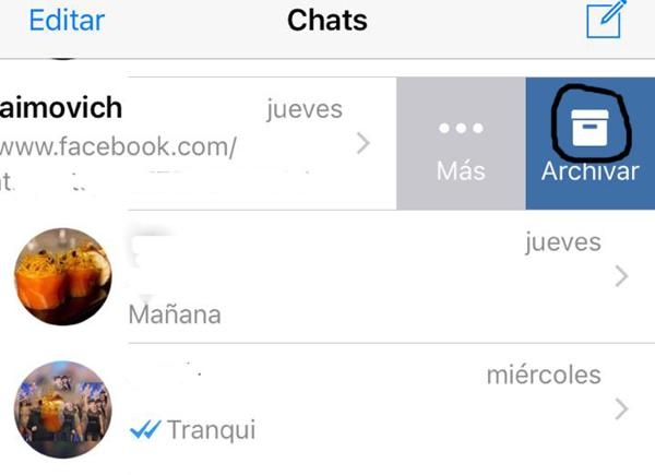 Cómo archivar las conversaciones en iOS (captura de pantalla)