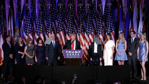 Donal Trump, en su primer discurso después de darse a conocer el resultado de las elecciones presidenciales (Reuters)