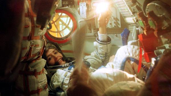 Claudie Haignere en la ISS. Fue la primera mujer astronauta europea en visitar la base espacial