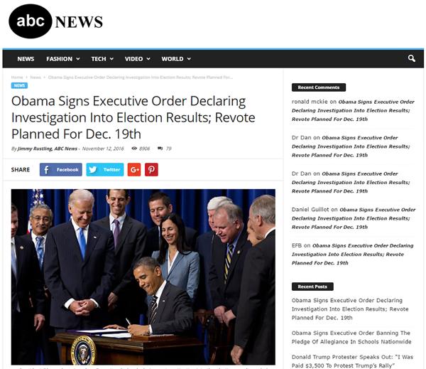 La noticia de que Obama anulaba las elecciones del pasado martes 8 de noviembre también se viralizó en las redes sociales sin ningún tipo de filtro