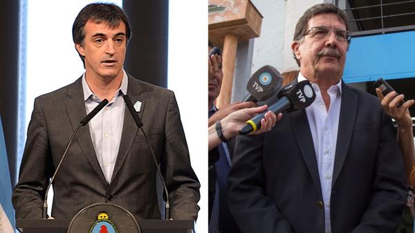 De un lado, el ministro de Educación Esteban Bullrich. Del otro, su antecesor, Alberto Sileoni (Télam) – (NA)