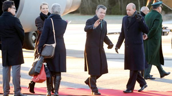 Juan Manuel Santos llegó a Oslo para recibir el Nobel de la Paz (Reuters)