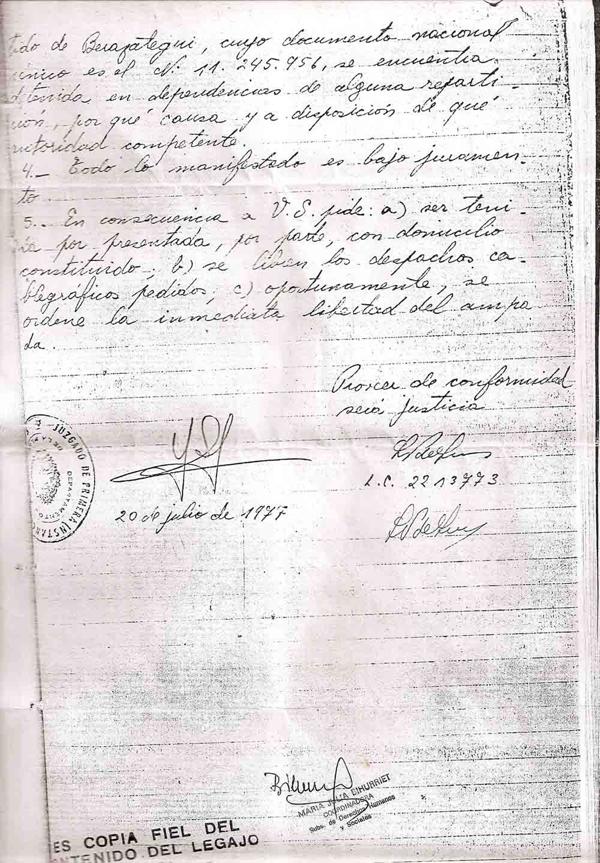 La carta que la madre de Alicia Lisso envió a Zaffaroni pidiéndole que averiguara su paradero