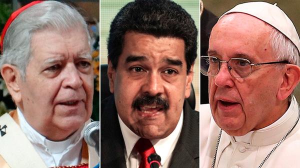El cardenal Jorge Urosa, Nicolás Maduro y el papa Francisco