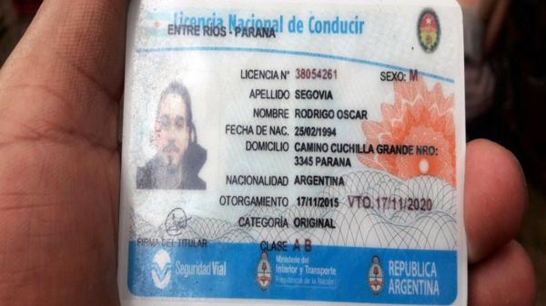 El registro de conducir hallado por la Policía Nacional de Perú