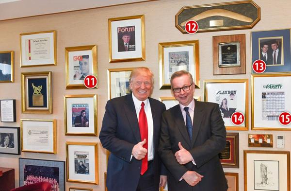 Donald Trump junto a Michael Gove, del diario británico The Times