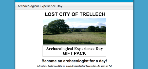 “¡Conviertáse en arqueólogo por un día!”. Por una tarifa, Wilson enseña el terreno y los restos presuntos de Trellech.