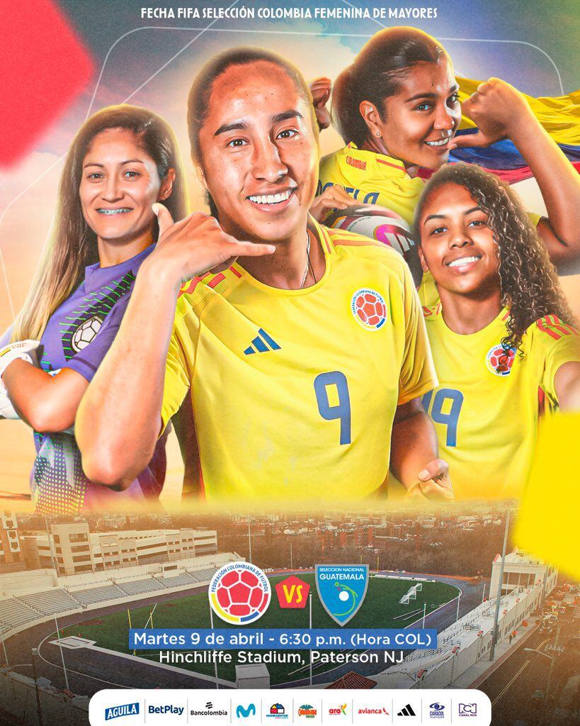 Afiche de promoción del partido Colombia vs. Guatemala en Estados Unidos - crédito Federación Colombiana de Fútbol