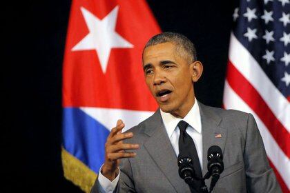 El ex presidente de Estados Unidos, Barack Obama, da un discurso en el Gran Teatro de La Habana Alicia Alonso, en La Habana, Cuba