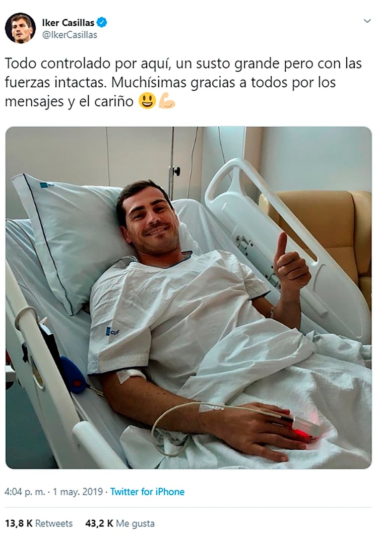 El mensaje de Iker Casillas desde el hospital