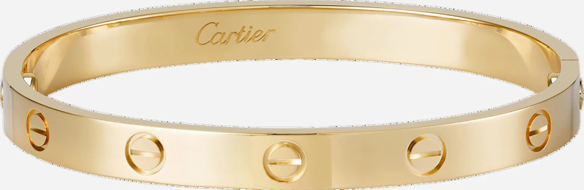 Cartier es una de las marcas de joyería más importantes del mundo. Estas esclavas pertenecen a la línea “Love” de la colección “Cartier Classic”. En oro amarillo de 18 kilates, es una de las más vendidas a nivel mundial. Esta colección empezó en 1970 y nunca más paró (Cartier)