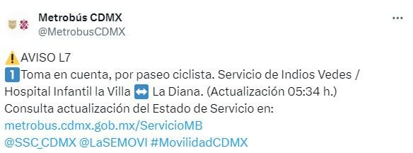 Servicio de las unidades en la Ciudad de México.
Foto: TW MB CDMX