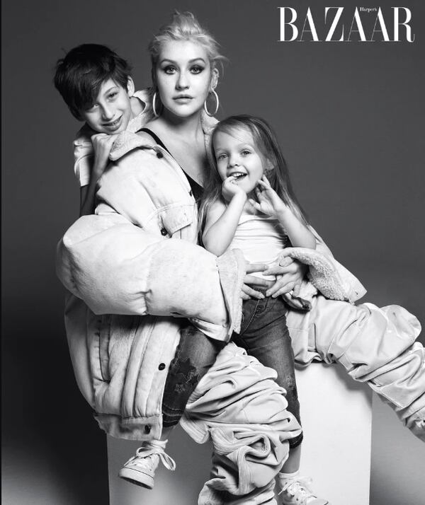Christina Aguilera con sus hijos, Max Liron y Summer Rain