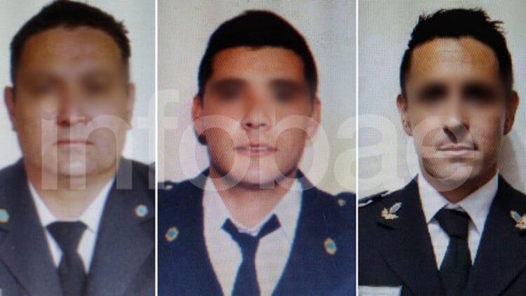 García, Ecilape y Micucci, policías de Monte: los dos primeros están detenidos.