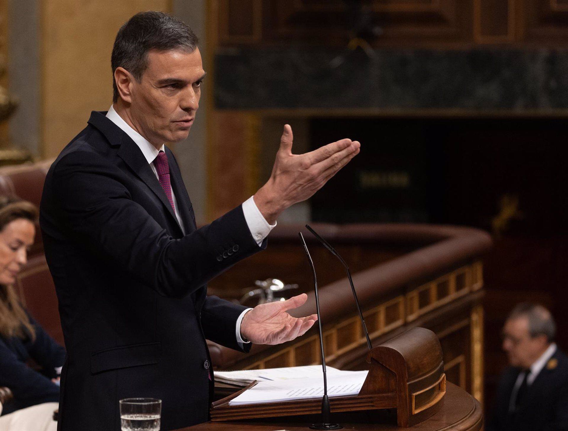 El presidente del Gobierno, Pedro Sánchez, interviene durante una sesión plenaria, en el Congreso de los Diputados. (Eduardo Parra/Europa Press)