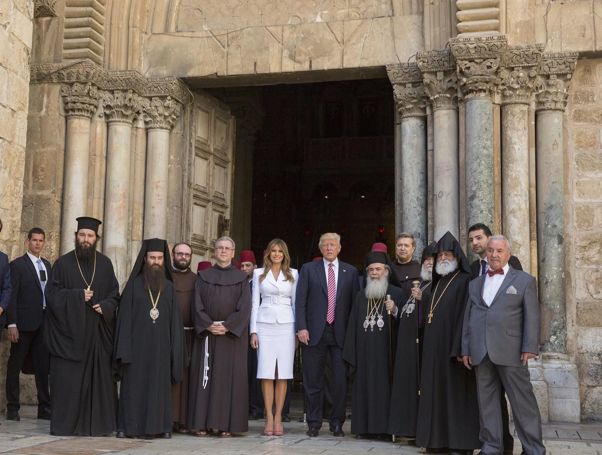El presidente estadounidense Donald Trump y su mujer, Melania Trump tras su visita a la iglesia del Santo Sepulcro