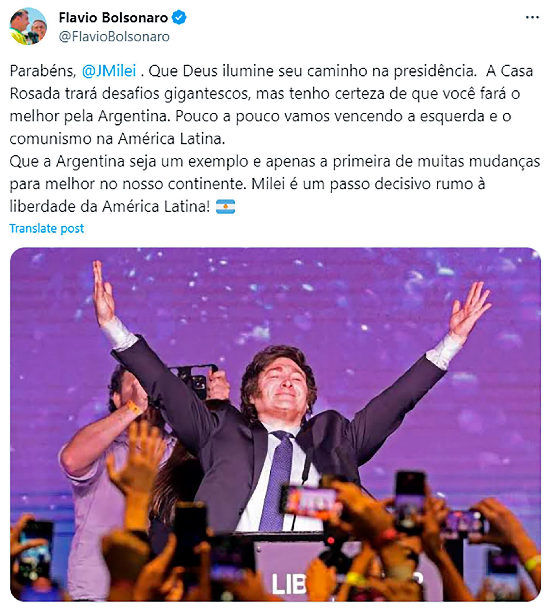 Tuit Flavio Bolsonaro
