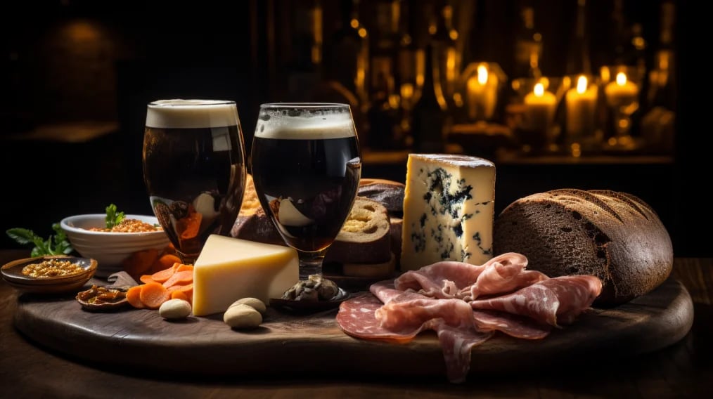 Delicious fresh craft beer accompanied by a variety of sausages (Image captionInfobae)