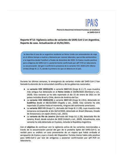 Informe divulgado por el Proyecto País