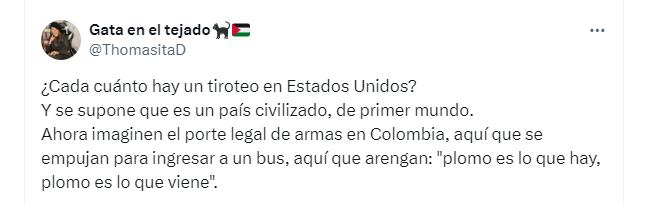 Usuarios de redes sociales no apoyan el porte de armas en Colombia - crédito Redes sociales/X
