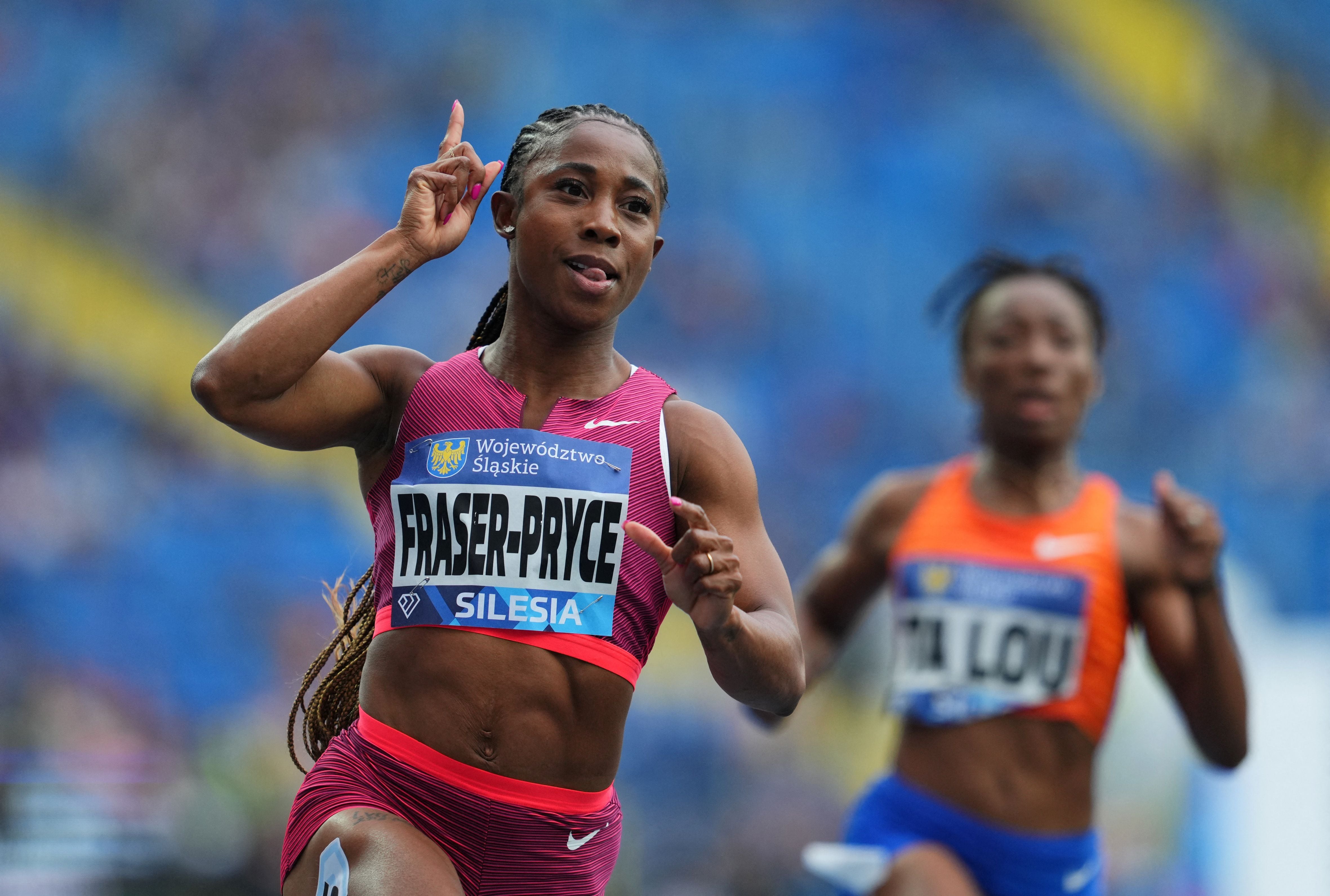 Athletics - Diamond League - Silesia - The Silesian Stadium, Chorzow, Poland - August 6, 2022 Jamaica's Shelly-Ann Fraser-Pryce celebrates winning the Women's 100m final REUTERS/Aleksandra Szmigiel