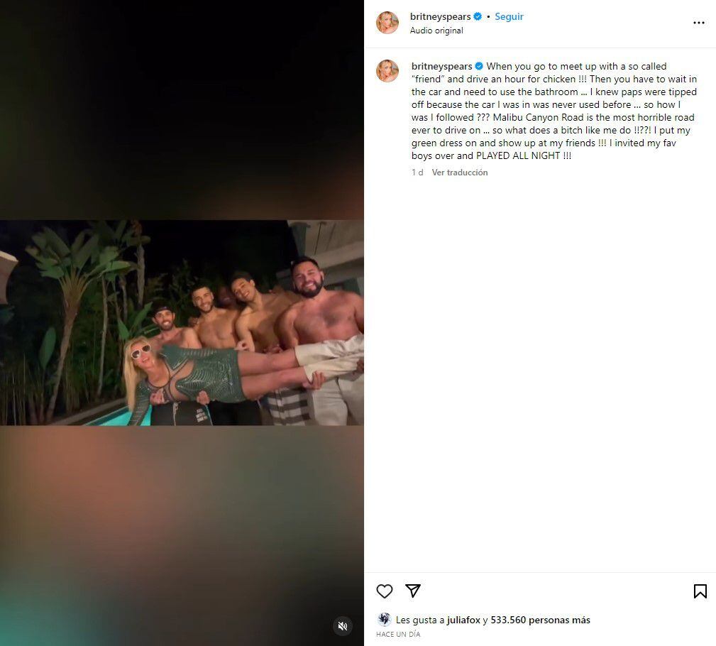 Britney Spears pasó una noche de fiesta con Cade Hudson y otros hombres sin camisa
