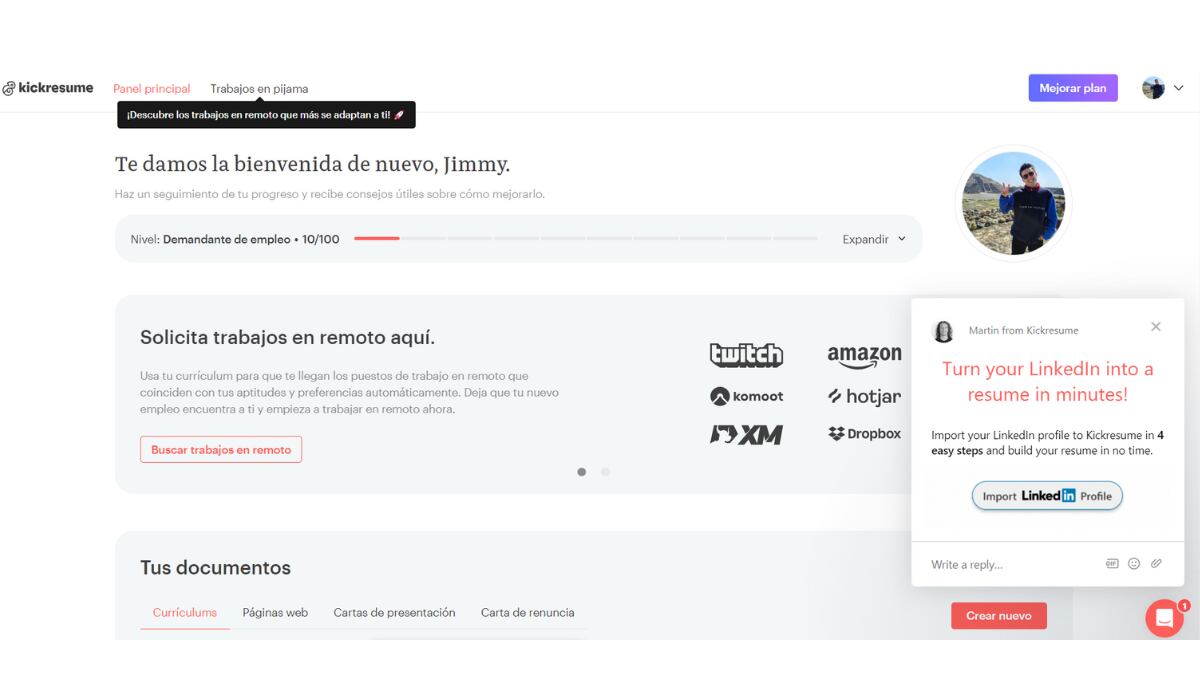 Kickresume, permite crear gratis tu currículum con inteligencia artificial y con plantillas profesionales