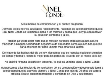 Ninel Conde se deslinda de las acusaciones por las cuales fue detenido Larry Ramos, su esposo (Foto: Twitter / @ventaneando)