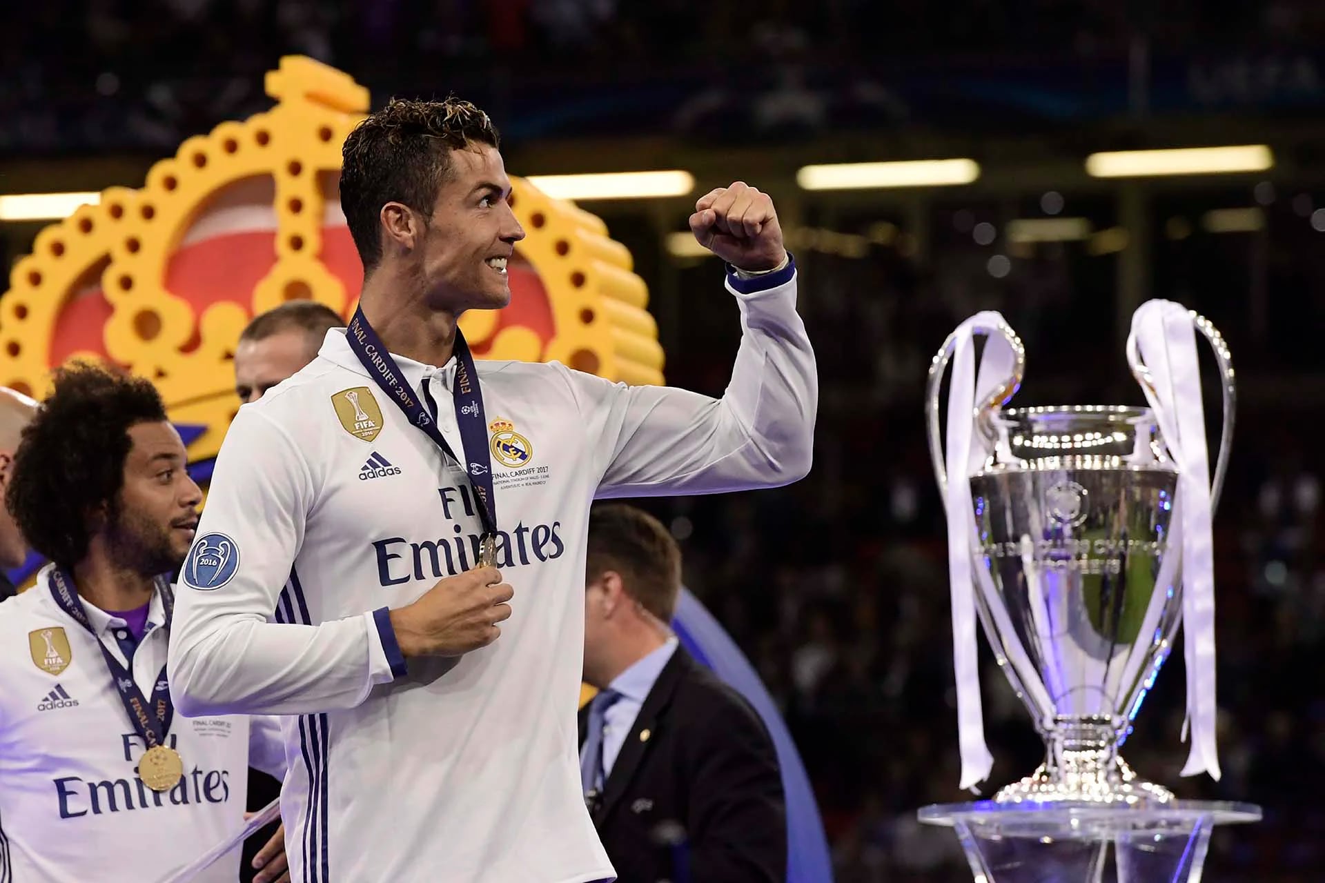 La alegría de Cristiano Ronaldo, goleador de la actual edición de la Champions