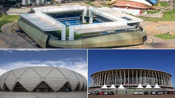 Arena Amazonia, el Estadio Arena Pantanal y el Estadio Nacional de Brasilia