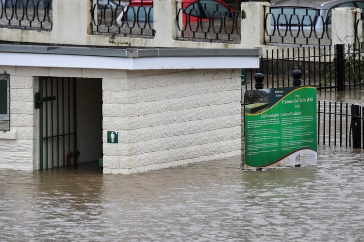 Flooded toilets in Taff Wells, South Wales, Britain, February 16, 2020. REUTERS/Rebecca Naden