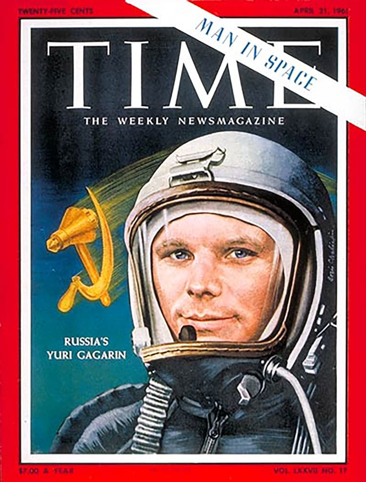 La revista Time le dedicó su tapa a Gagarin. Signo del impacto causado por este logro soviético