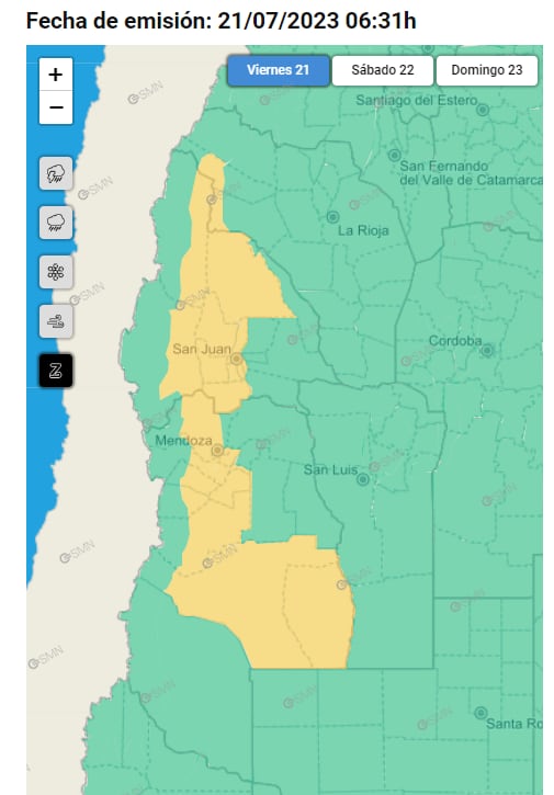 El viento zonda afecta a las provincias de Mendoza y también San Juan
