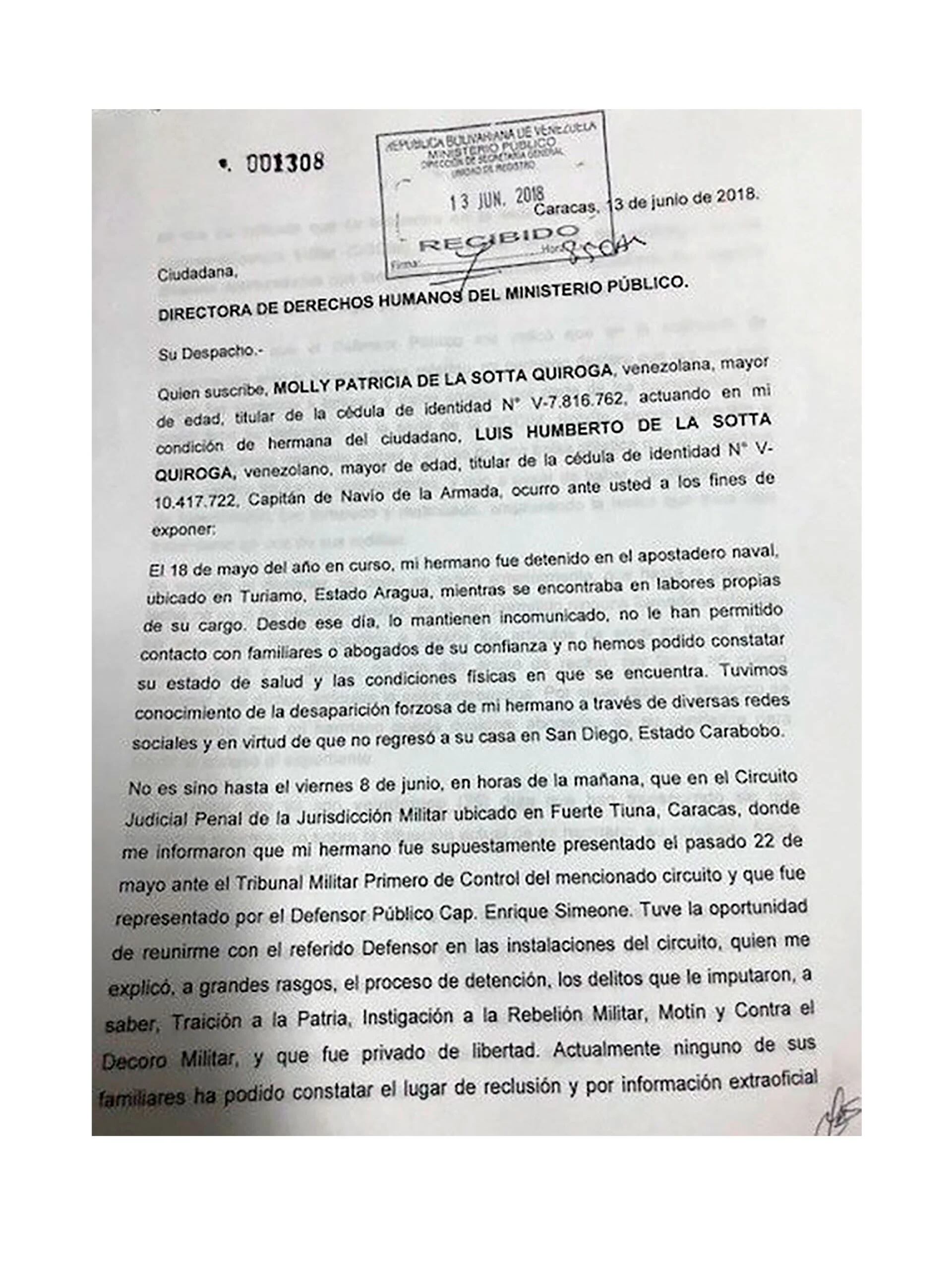 El caso de De La Sotta ha sido denunciado en muchas instancias nacioanles e internacionales