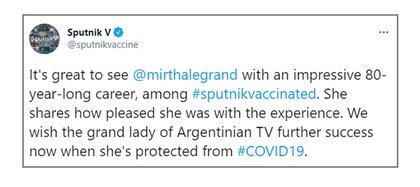 El tuit de Sputnik V para Mirtha Legrand