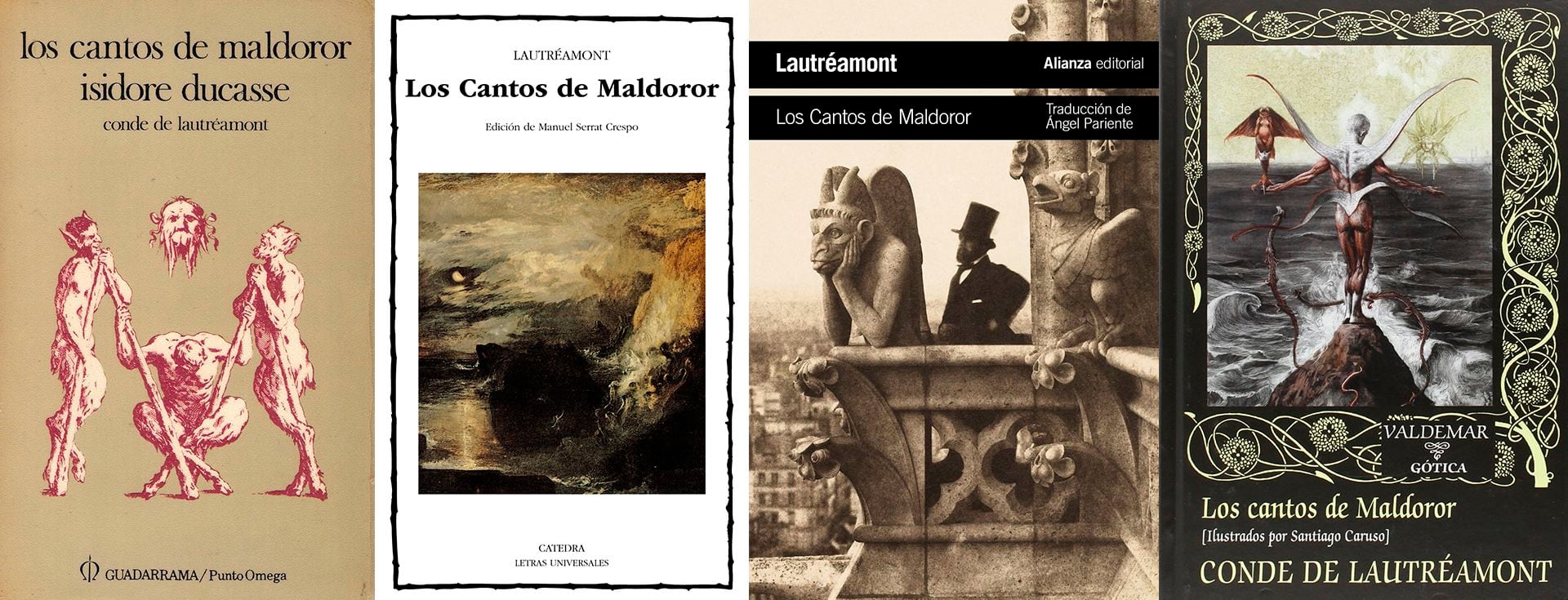 "Los cantos de Maldoror" en diferentes publicaciones en español 