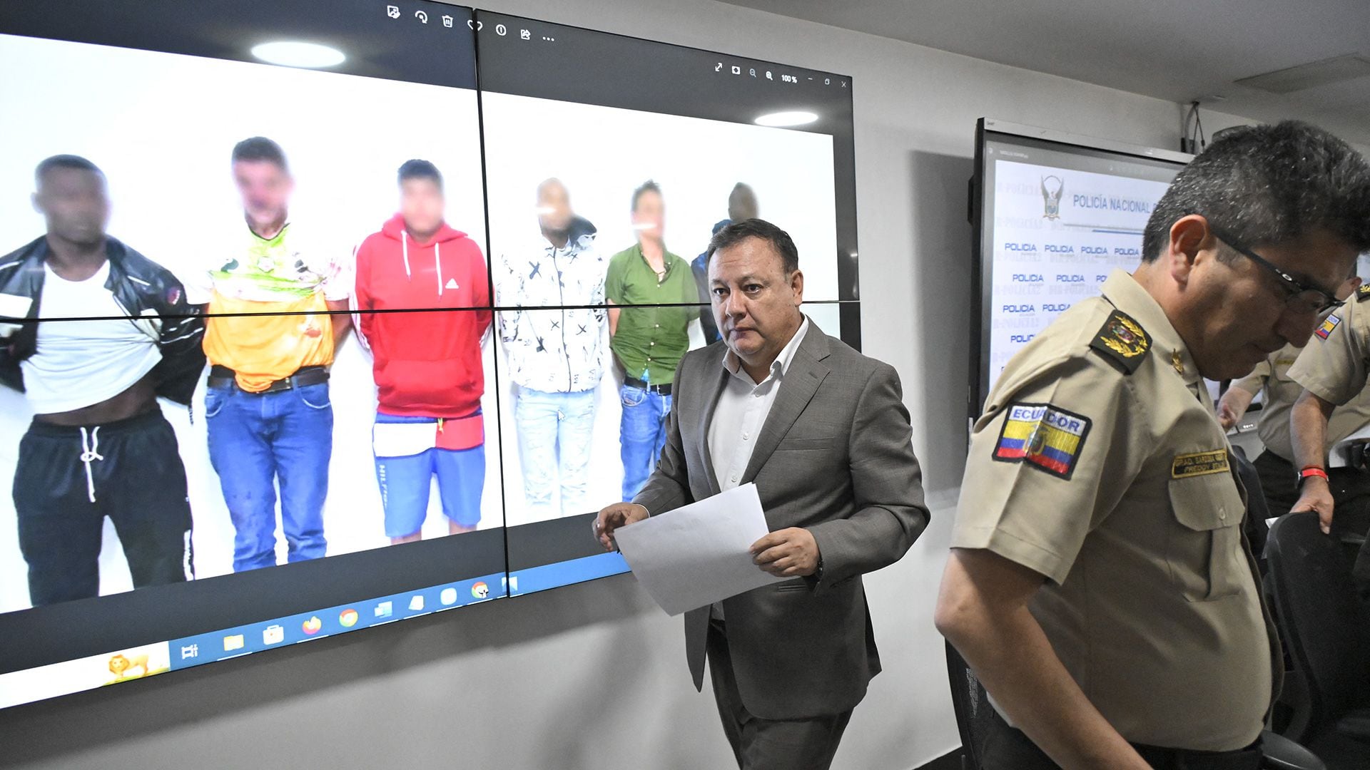 El ministro del Interior, Juan Zapata, dio detalles de los detenidos por el asesinato de Fernando Villavicencio (Rodrigo BUENDIA / AFP)