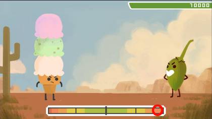 El juego ofrece un combate entre un helado y un picante. 