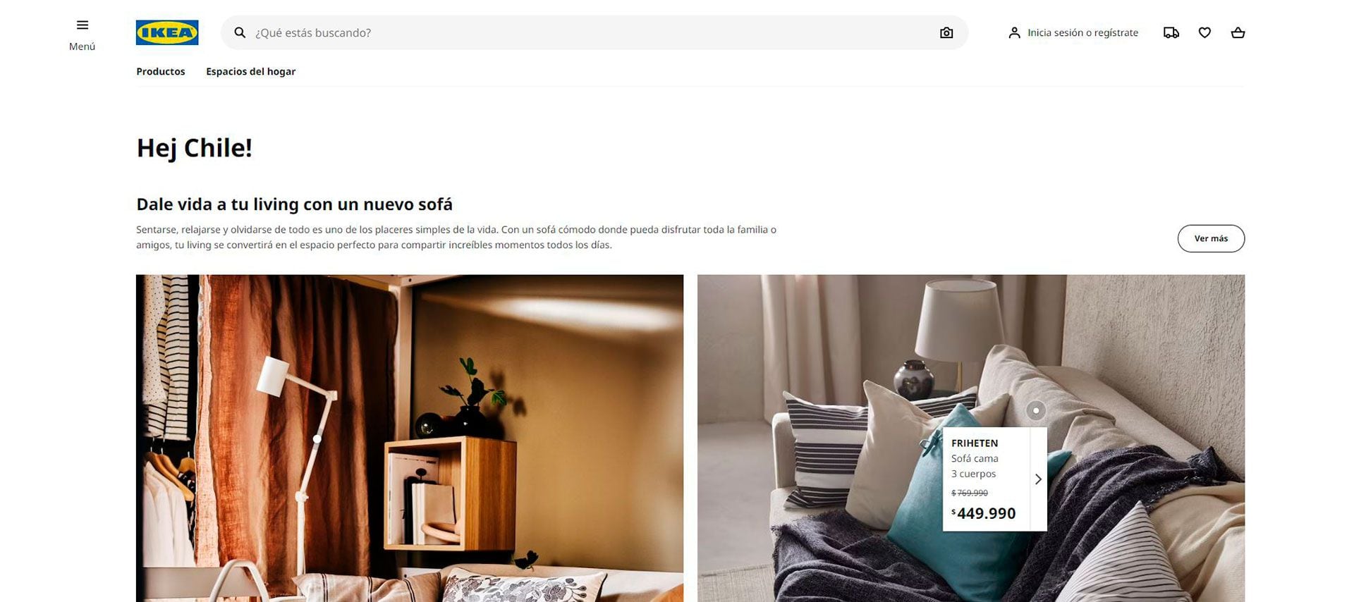 La página web de IKEA en Chile