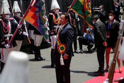 El presidente de Bolivia Luis Arce durante la ceremonia en la Plaza Murillo de La Paz (REUTERS/David Mercado)